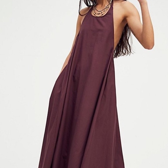 FREE PEOPLE ENDLESS SUMMER BEACHSIDE TIDE HALTER MAXI DRESS BURGUNDY WINE Sz XS - Picture 3 of 17